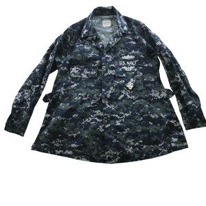U.S. Navy Woman's Digital Military Jacket Uniform Small Camo Utility Collared Gr